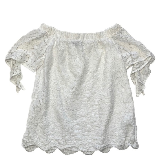 Lulu’s Ethereal View Ivory Lace Off Shoulder Top Medium - Picture 4 of 16